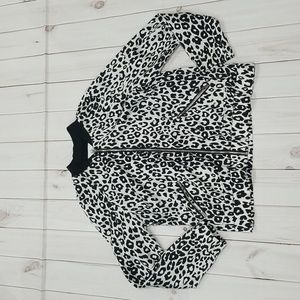 Katherine Barclay White Leopard Print Jacket Blazer Size M Zipper upper